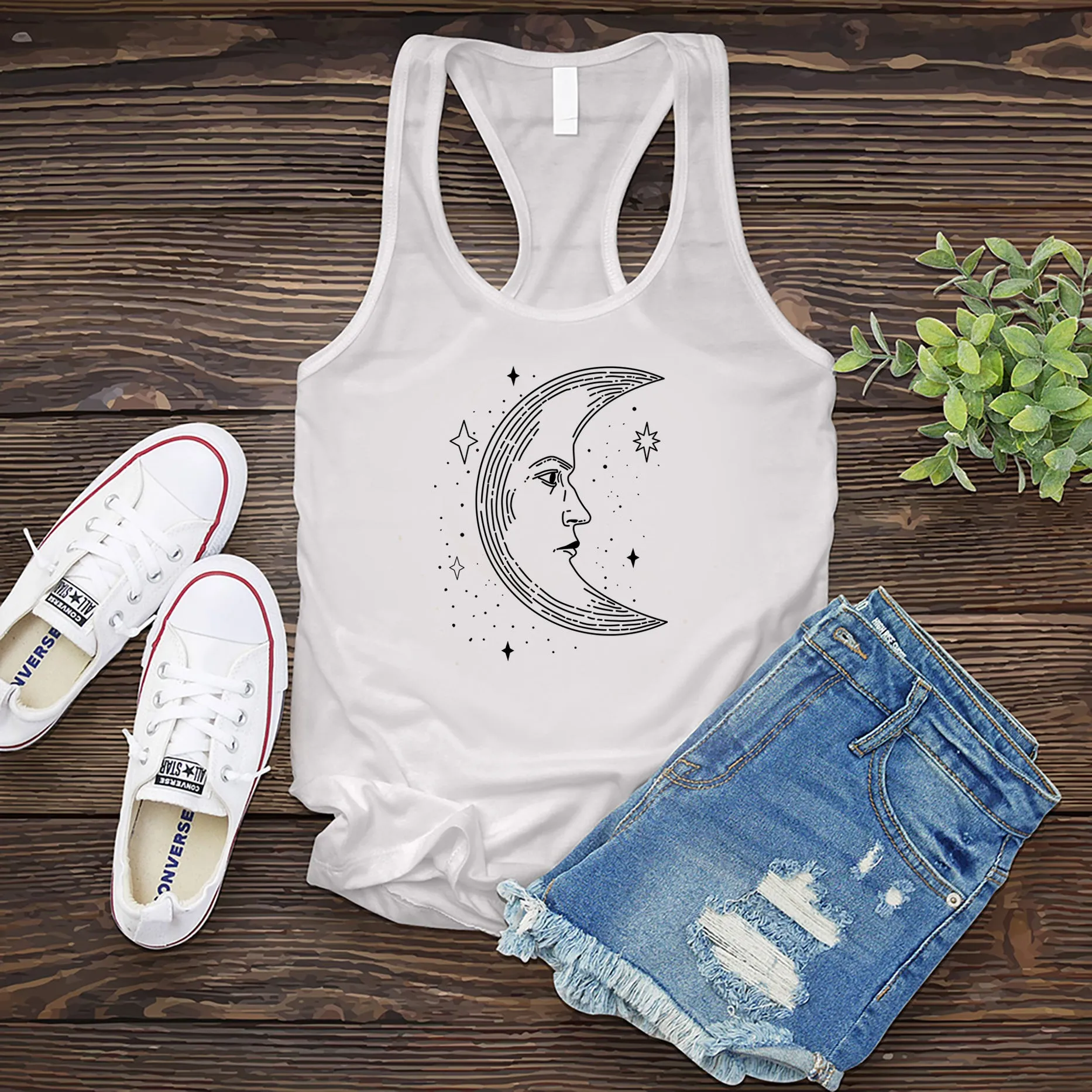 Sketched Moon Women's Tank Top