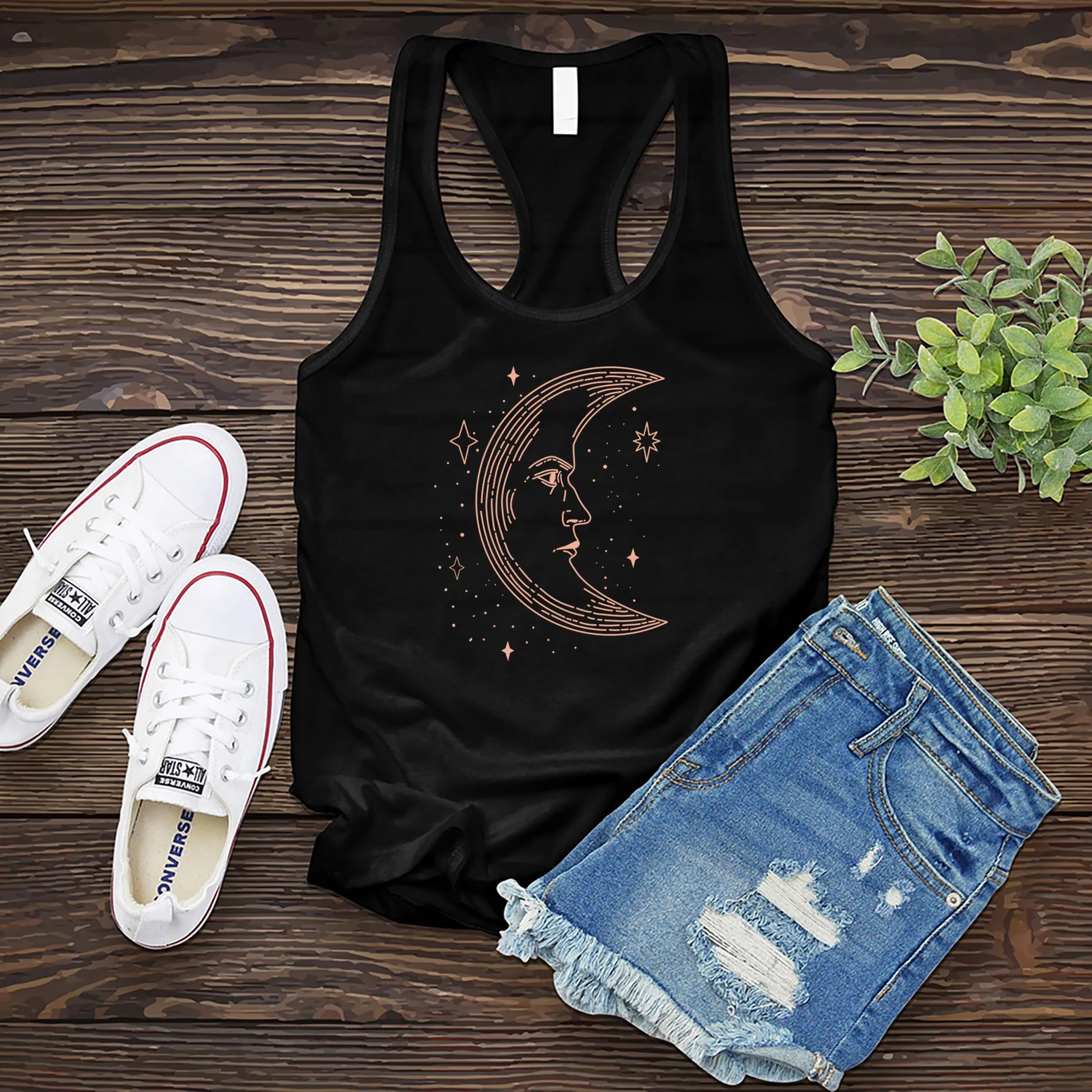 Sketched Moon Women's Tank Top