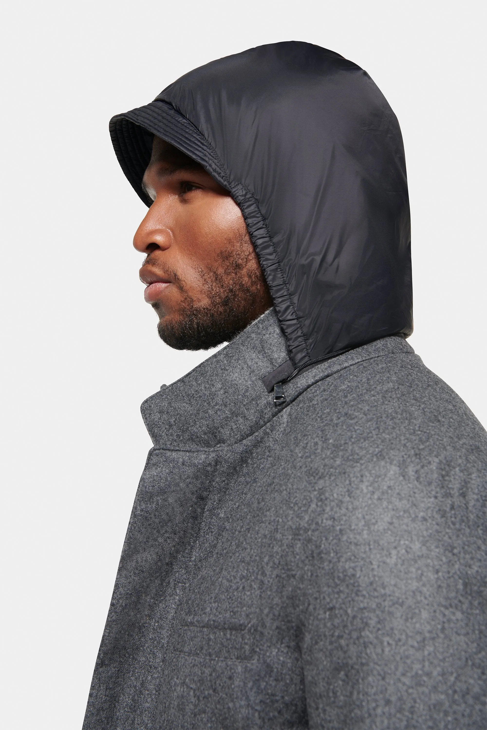 Slim Hooded Stretch Car Coat, Charcoal