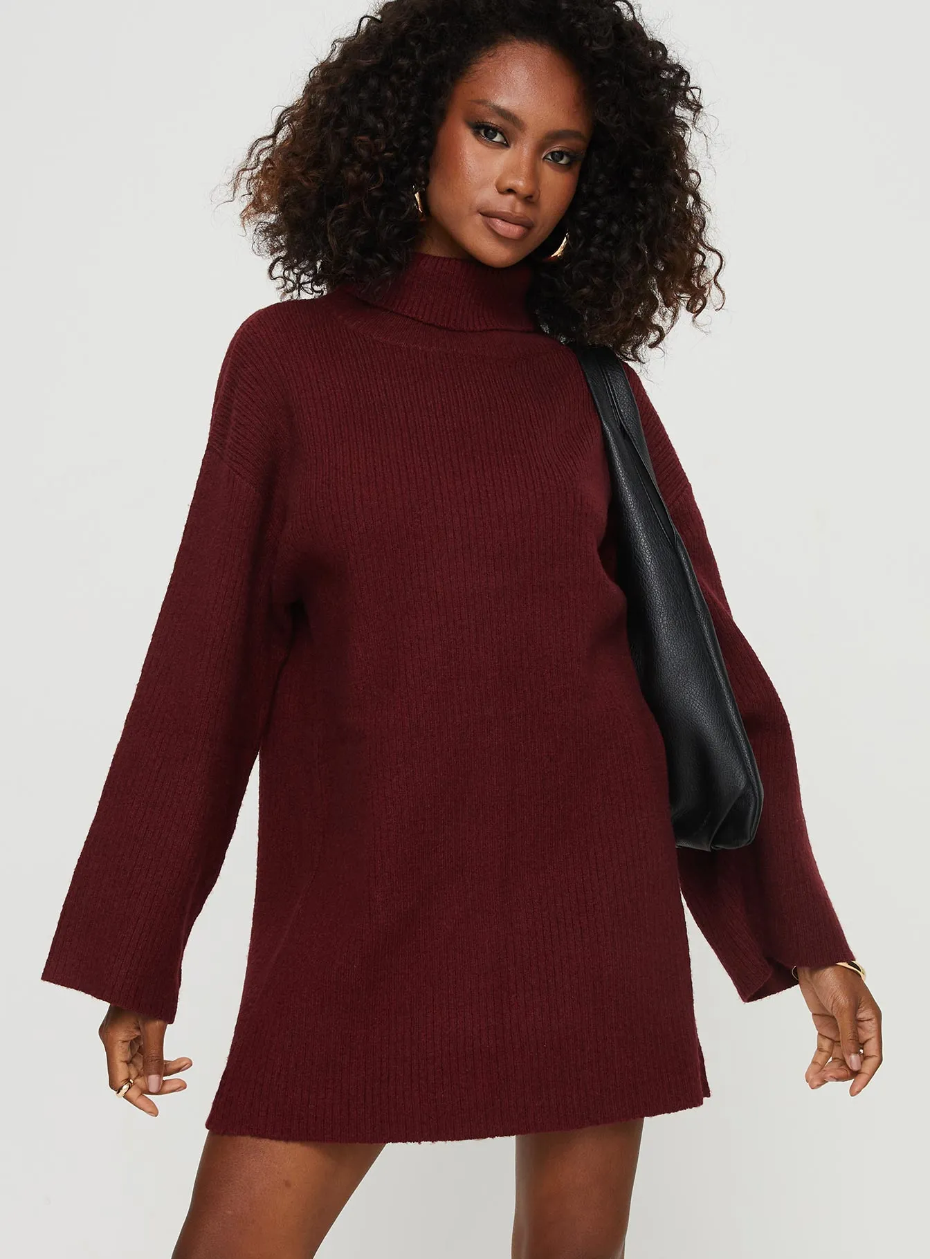 Sonelle Knit Mini Dress Burgundy