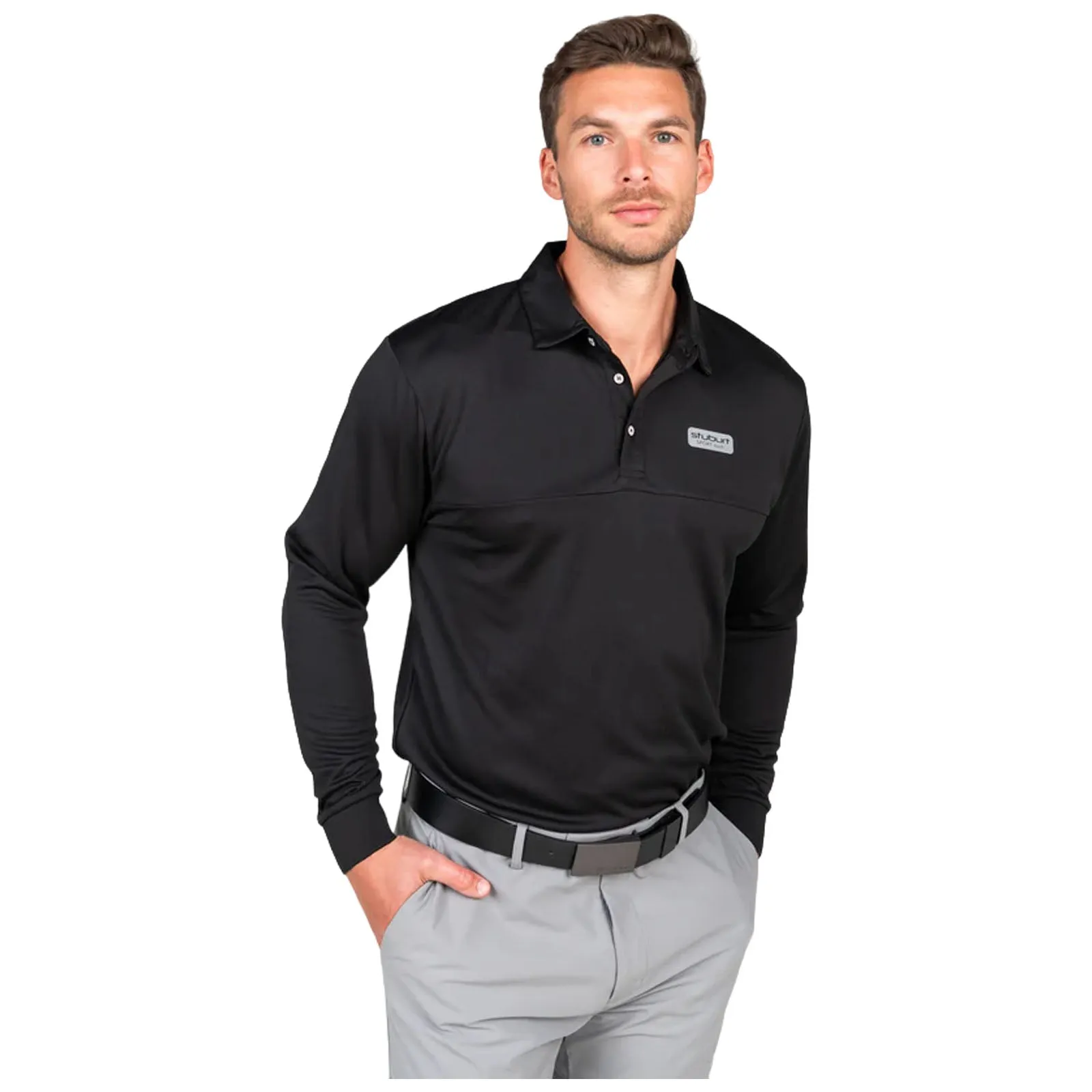 Stuburt Mens Sport Tech Long Sleeve Polo Shirt