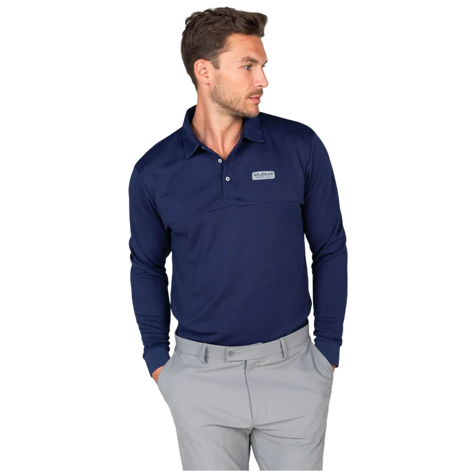 Stuburt Mens Sport Tech Long Sleeve Polo Shirt