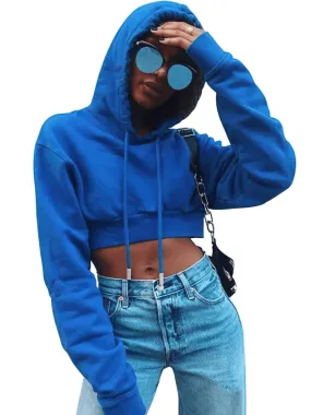 Stylish Women's Sports Hoodie / Cropped Long Sleeves Cuffed Sweatshirt - SF0091