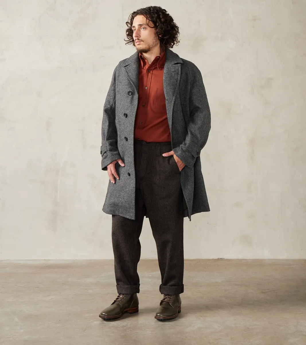 Swiss Army Officer Coat - Fox Brothers® Grey Flannel Tweed Twill