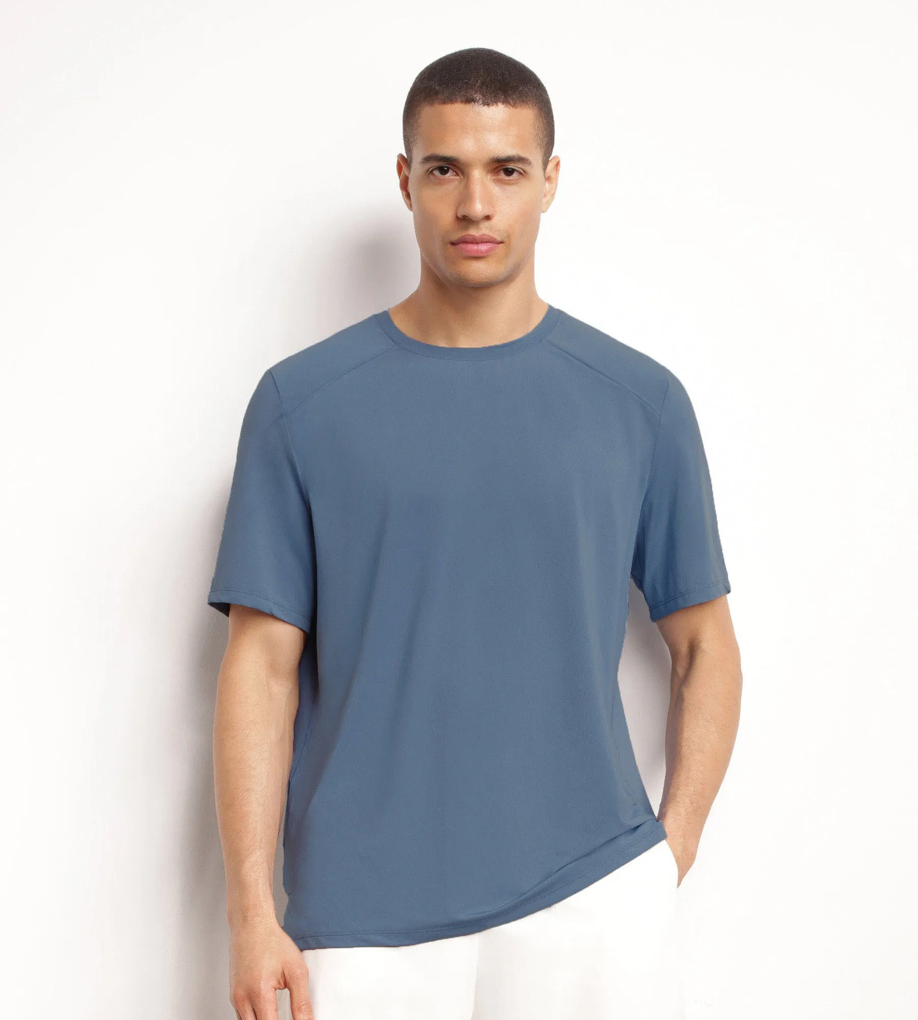 T-shirt de sport homme en matière aérée Bleu Jean Dim Move