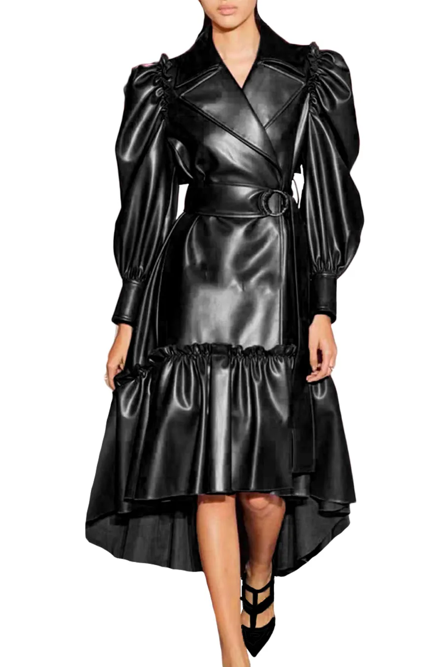 T13954 COAT DRESS (BLK, CHERRY, GRN) (S, M, XXL)