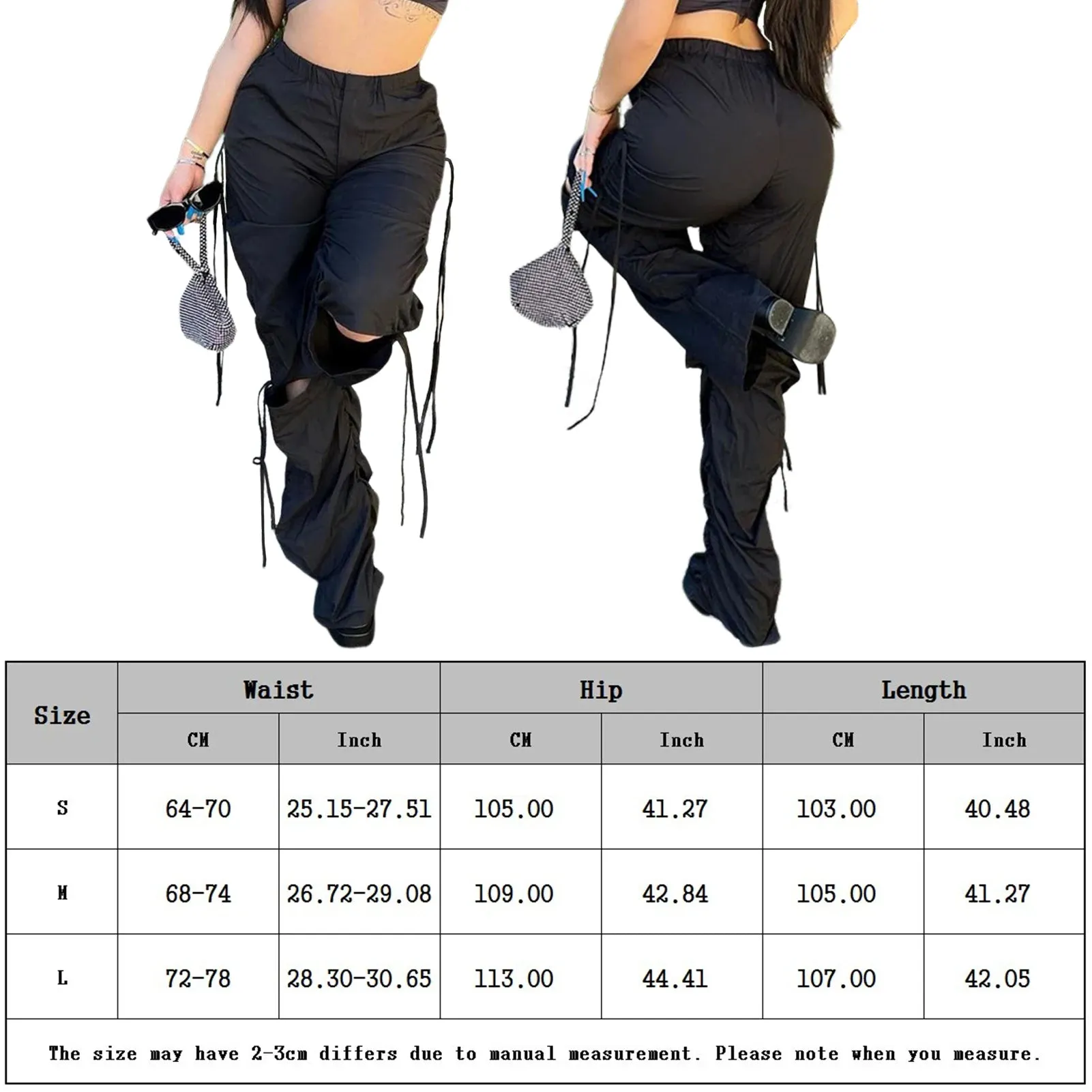 TAVIMART  -  Commuting Leisure Cargo Pants Women Elastic Waist Drawstring Loose Y2K Breathable Fashionable Full Length High Waist Trousers