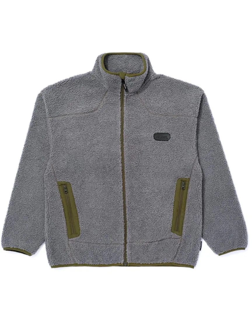 Textured Zip Up Fleece Jacket - Grey