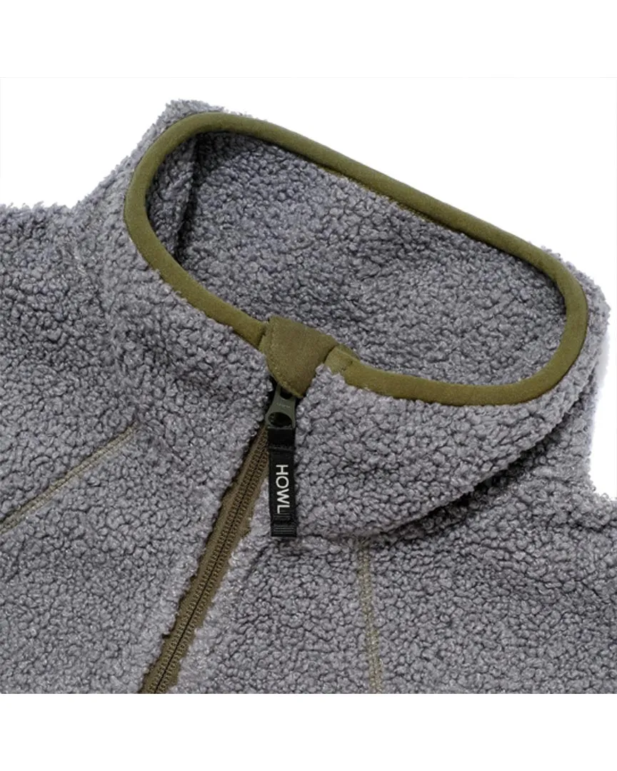 Textured Zip Up Fleece Jacket - Grey