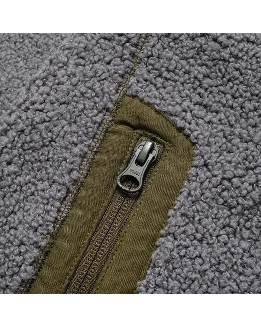 Textured Zip Up Fleece Jacket - Grey