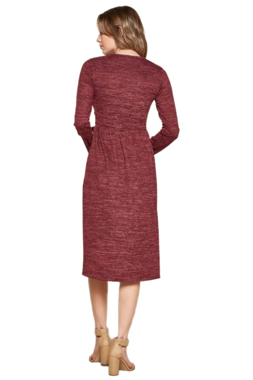 Tie Sweater Dress Style 3849 in Burgundy or Black