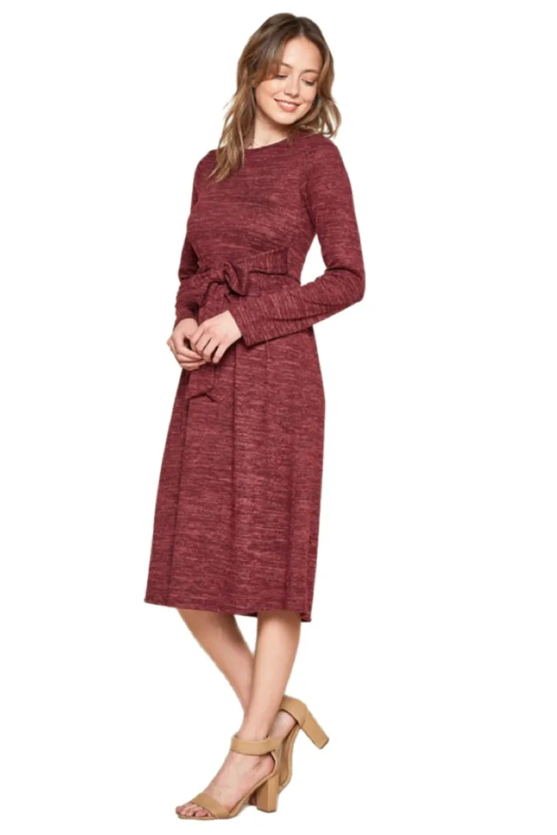 Tie Sweater Dress Style 3849 in Burgundy or Black