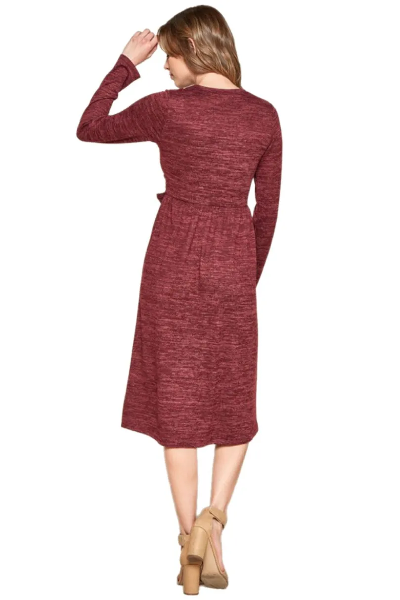 Tie Sweater Dress Style 3849 in Burgundy or Black