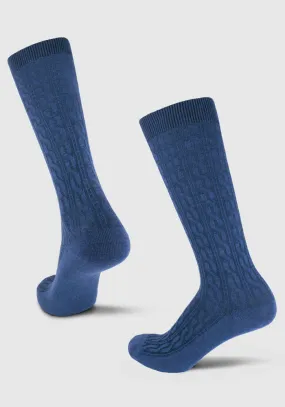 Tilly Over The Calf Cable Knit Sock - Deep Ocean