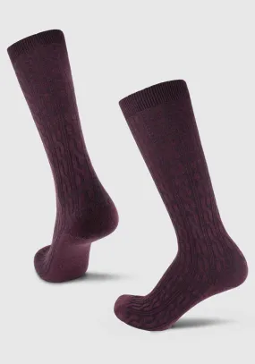 Tilly Over The Calf Cable Knit Sock - Windsor Wine