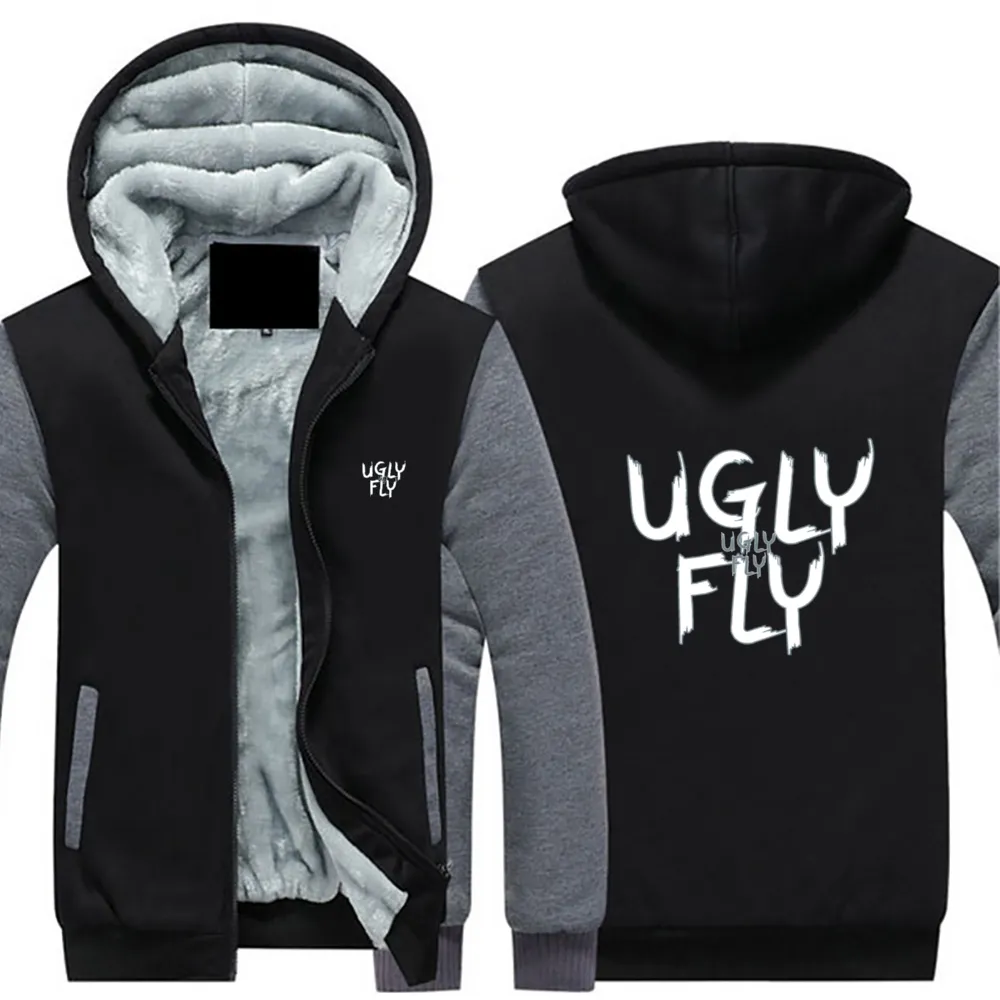 Ugly Fly Men's Thick Plush Zippered Hoodie Coat - 4 colors