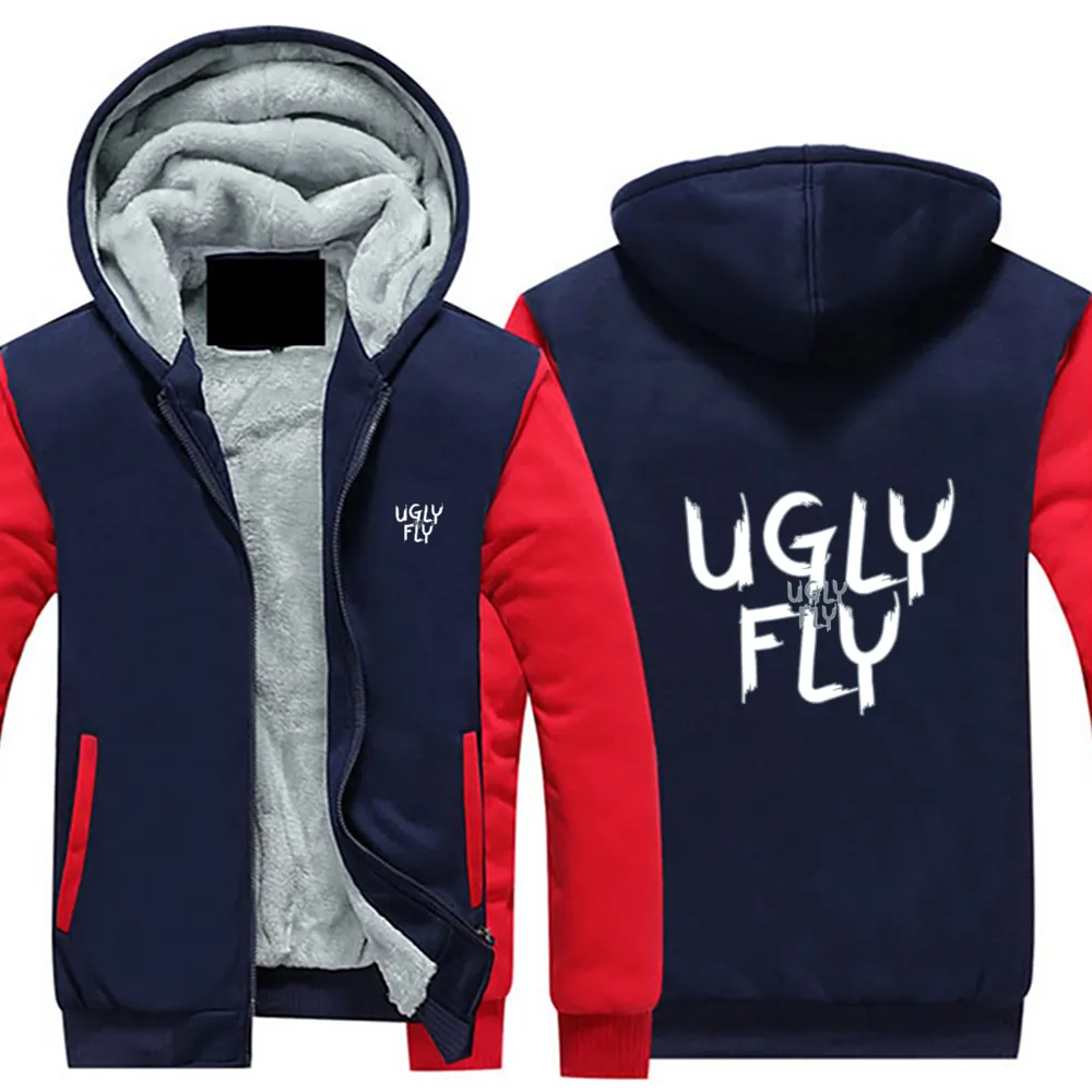 Ugly Fly Men's Thick Plush Zippered Hoodie Coat - 4 colors