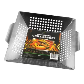 Vegetable Grill Basket By HomEco, Professional Grade 430 Stainless Steel Wok, Meat Grilling Basket, BBQ, Barbecue, Veggie, Fish, Quesadilla, Shrimp, Corn, Kabob- Outdoor Grilling Accessories