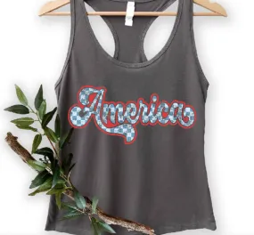 Vintage Checkered America Tank Top