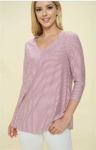 Vision T69585 Striped Aline Tunic Top