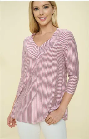 Vision T69585 Striped Aline Tunic Top