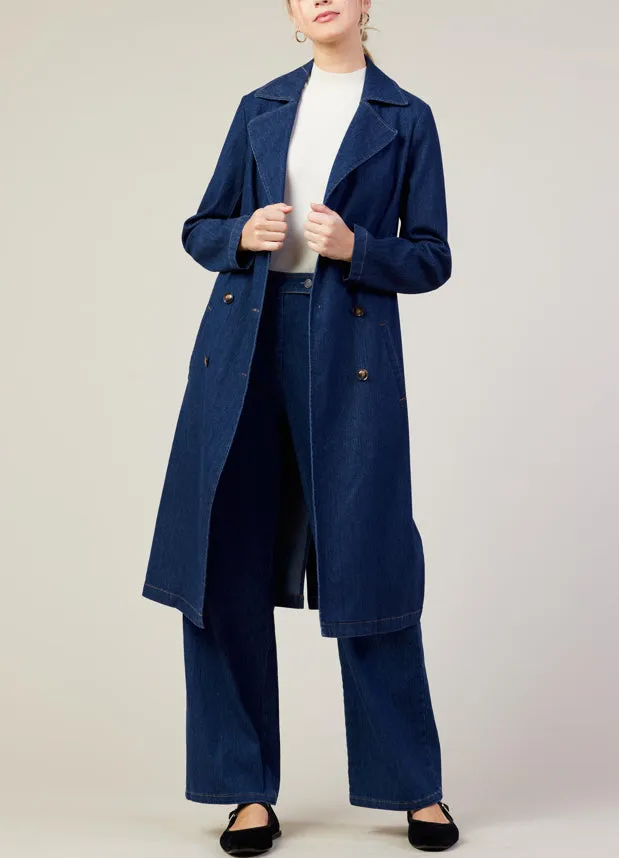 Washed Denim Trench Coat