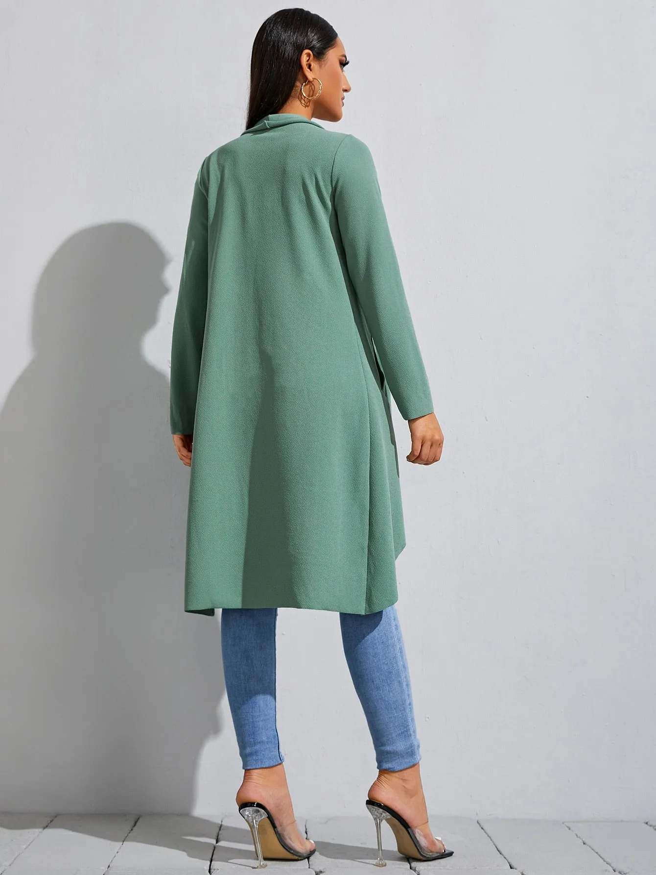 Waterfall Collar Slant Pocket Coat