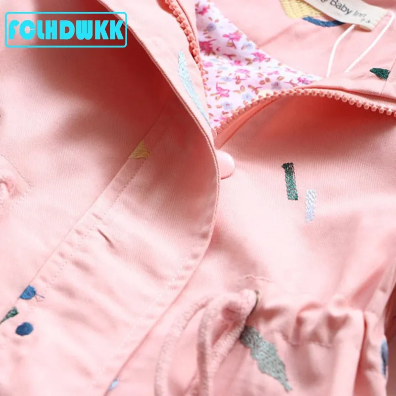 Windbreaker Flower Embroidery Hooded Jacket