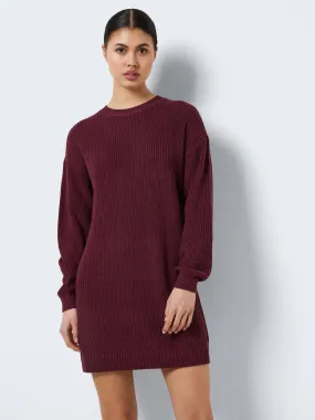 Women's Plain Knit Sweater Dress,Burgundy